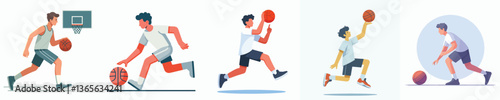 vector of young man playing basketball