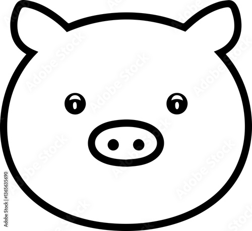 Pig illustration with transparent background.