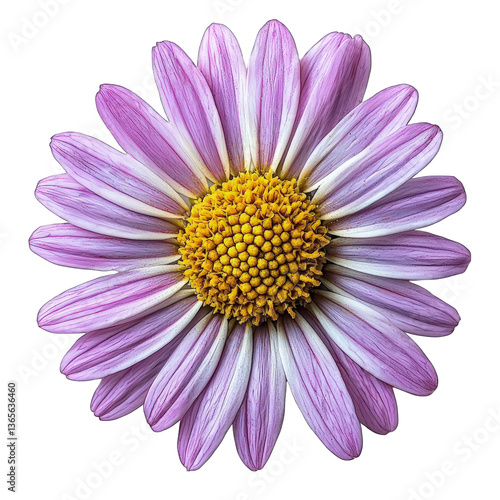Purple daisy flower isolated on transparent background cutout