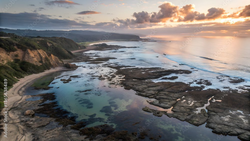 Fototapeta premium Dramatic Rocky Coastline Serenity. Greatest Nature Landscapes 