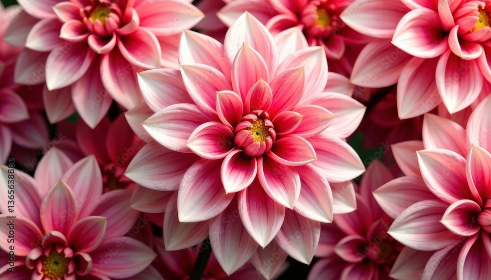 Close-up dahlia flower pattern, showcasing intricate petal details , pink, white Close-up dahlia flower pattern, showcasing intricate petal details , pink, white