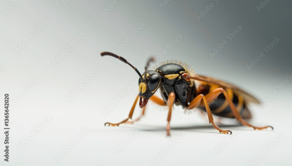 Fototapeta premium Close-up of single insect on pure white background, isolated, illustration