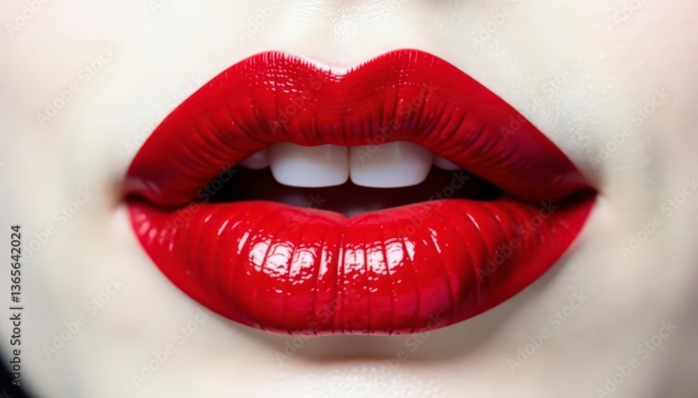 Obraz premium Close-up of vibrant red lipstick on pristine white , photography, studio, backdrop