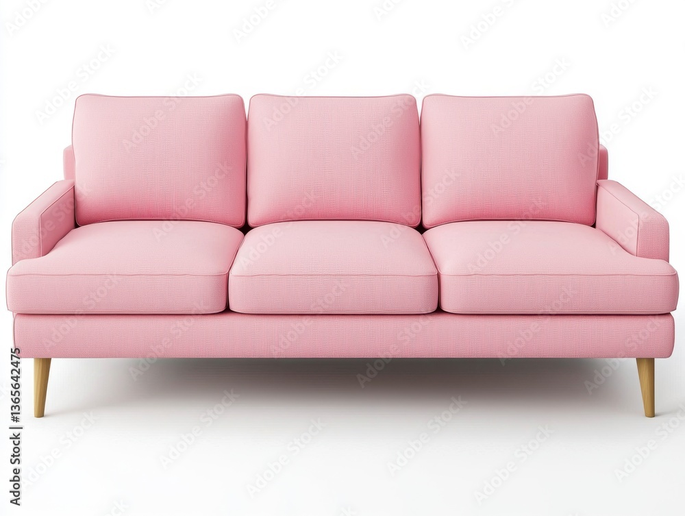 Fototapeta premium Modern Pink Sofa with Removable Lined Cushions and Clean creation
