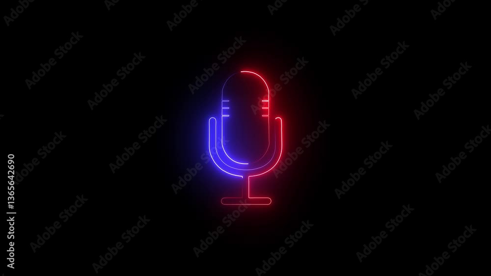 Microphone animation, sound wave on black background. Voice recording podcast button audio microphone icon animation. Microphone animation, sound wave on black background. Voice recording podcast button audio microphone icon animation.