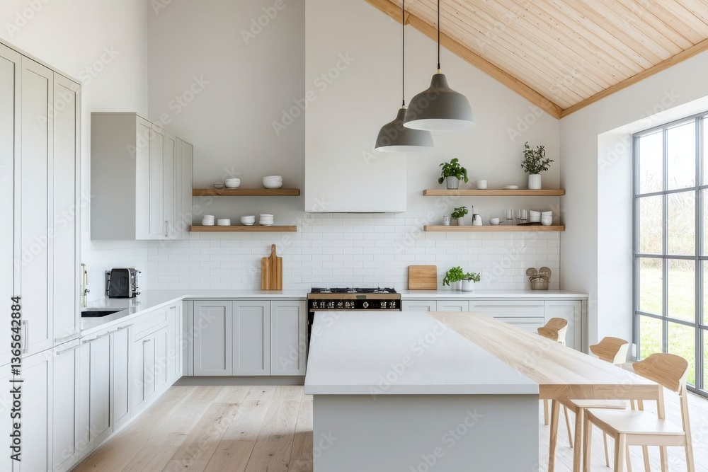 Modern Kitchen with High Ceiling and Natural Light creation Modern Kitchen with High Ceiling and Natural Light creation