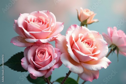Delicate, overlapping roses in soft pastel shades, spring, subtle, textile design