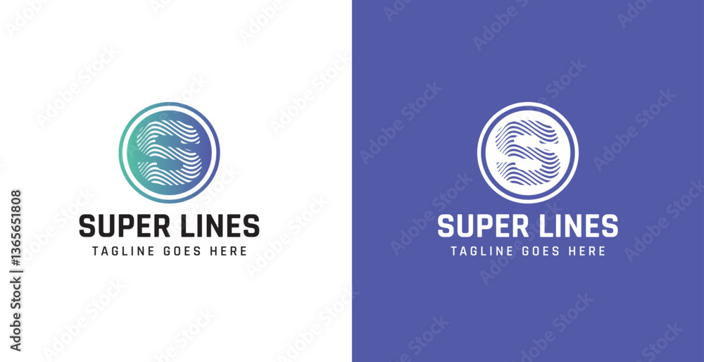 Fototapeta premium Abstract geometric Letter S lines logo with hexagon icon design vector elements