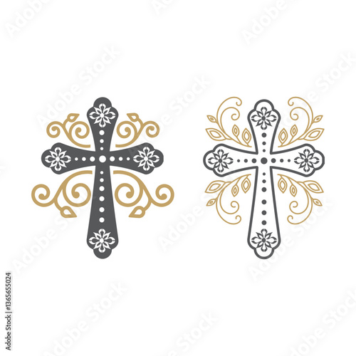 Beautiful decorative cross ornament for print, decor and design.