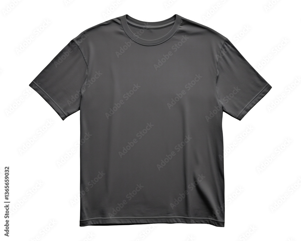 Plain dark gray t-shirt mockup on transparent background for showcasing apparel design, fabric texture, and product presentation simplicity Plain dark gray t-shirt mockup on transparent background for showcasing apparel design, fabric texture, and product presentation simplicity
