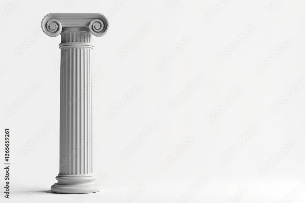 Elegant Roman column against pure white backdrop, rome, design Elegant Roman column against pure white backdrop, rome, design