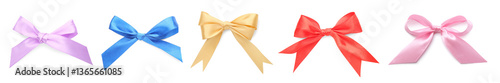 Obraz na płótnie Different beautiful bows on white background, set w salonie