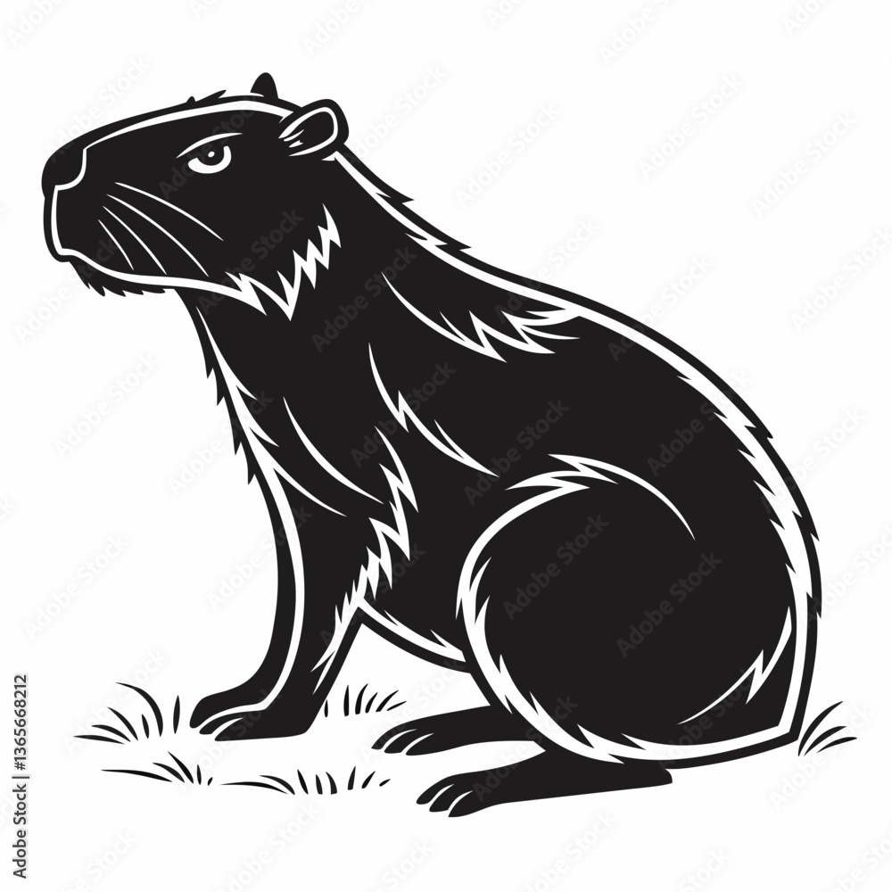 Obraz premium capybara silhouette black vector