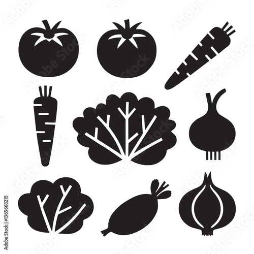 Silhouette vegetables icon set over white background vector illustration