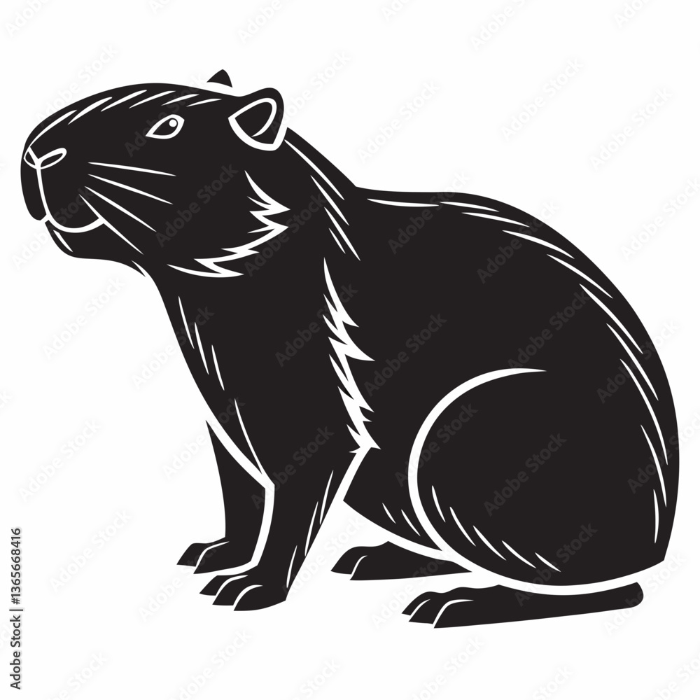 Obraz premium capybara silhouette black vector