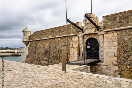 Forte da Ponta da Bandeira fort in Lagos, Algarve, Portugal. Fortification from the 17th century