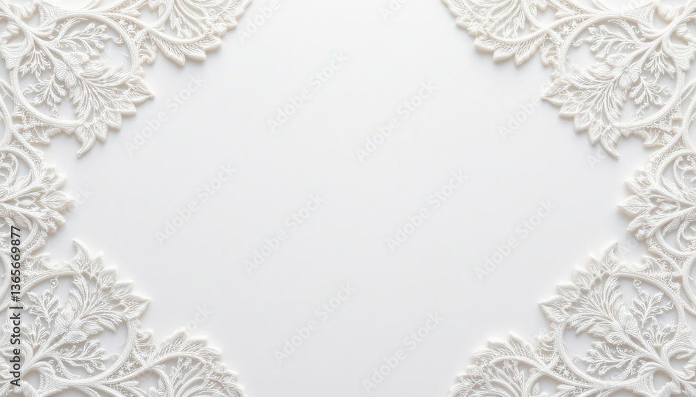 Fototapeta premium Design a clean white texture background featuring intricate lace patterns for a delicate touch.