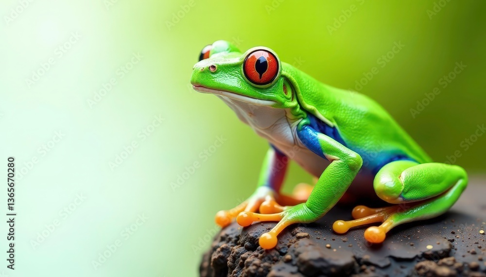 Green tree frog perched on white background, vibrant colors , green, green frog, jump Green tree frog perched on white background, vibrant colors , green, green frog, jump