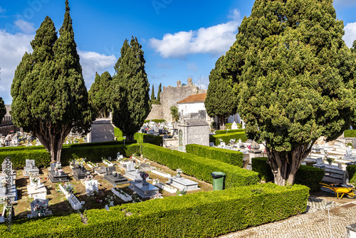 Castle and Igreja Matriz cemetery in Santiago do Cacem, Alentejo, Portugal