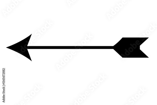 Black arrow vector icon, вlack double-sided arrow with pointed tip and plumage (1)