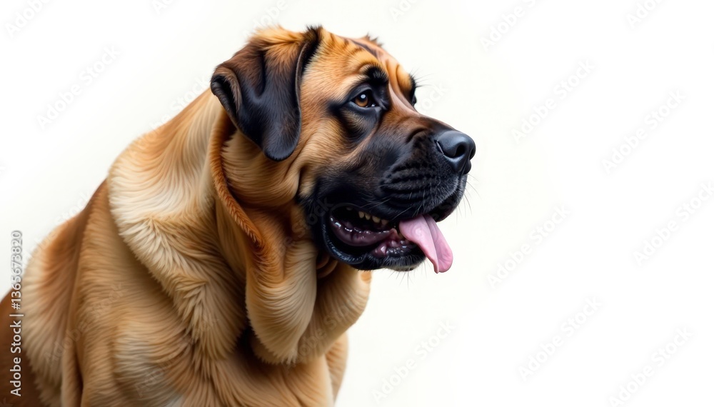 Imposing mastiff, regal expression, pure white backdrop, portrait, dog, canine Imposing mastiff, regal expression, pure white backdrop, portrait, dog, canine