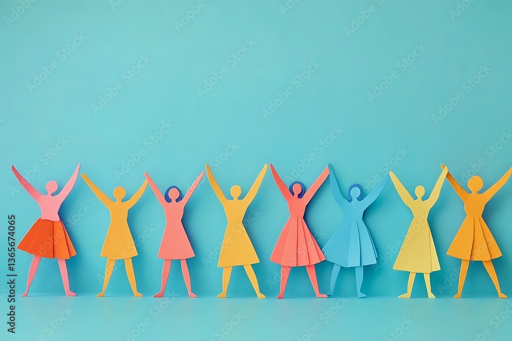 Obraz premium Celebrating Teamwork Group Unity Paper Cutouts