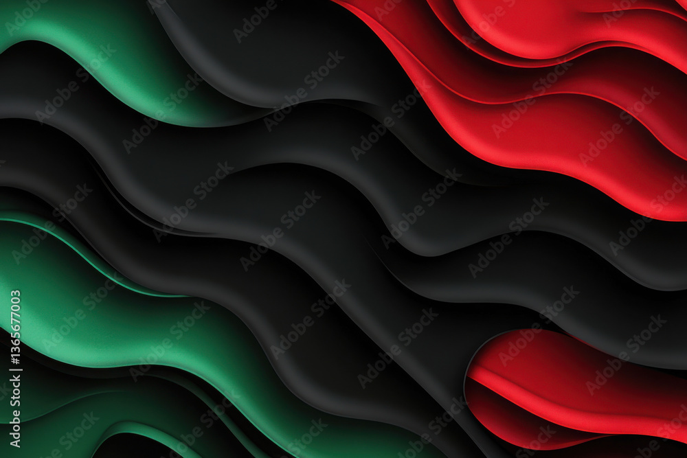 Abstract Pan African Colors Wavy Background with Green Black and Red Stripes Abstract Pan African Colors Wavy Background with Green Black and Red Stripes