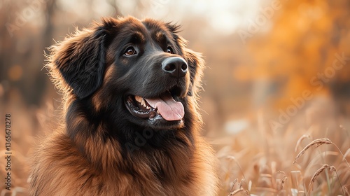 Happy dog in autumn field