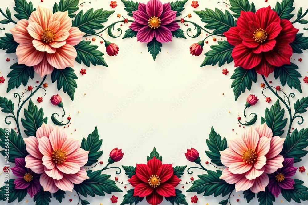 Intricate floral motifs form a continuous design , surface, botanical, graphic Intricate floral motifs form a continuous design , surface, botanical, graphic