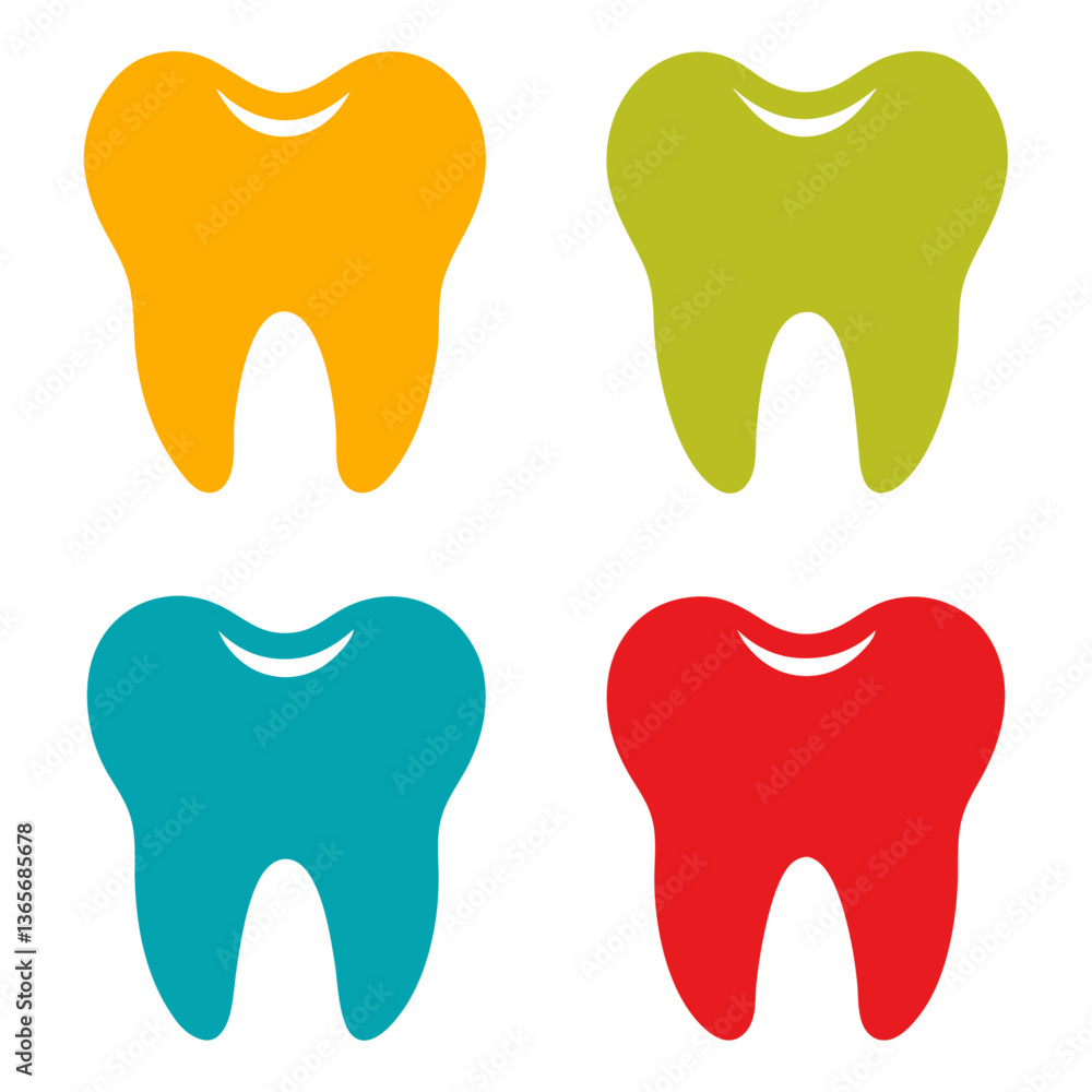 set of 4 Tooth icons of vector illustration isolated on a white background set of 4 Tooth icons of vector illustration isolated on a white background