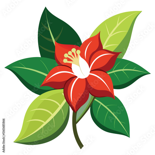 Flower vector and Green Leaves-1