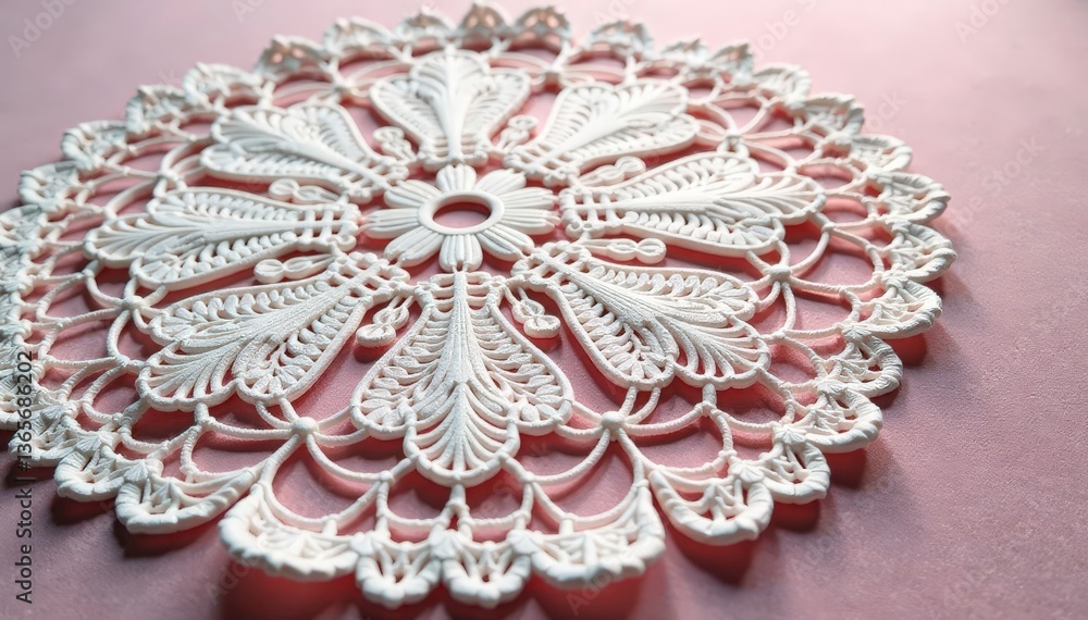Obraz premium Intricate floral pattern lace doily, delicate texture , stylish, floral