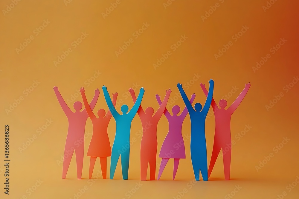 Fototapeta premium Cheerful Paper People Celebrating Unity