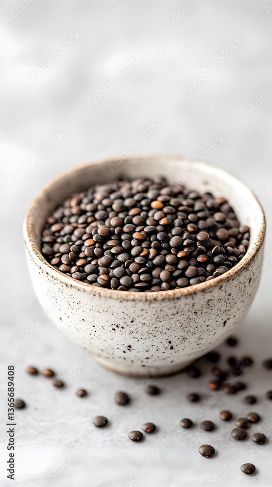 Organic Black Lentils in Rustic Bowl, Healthy Food Photography Organic Black Lentils in Rustic Bowl, Healthy Food Photography