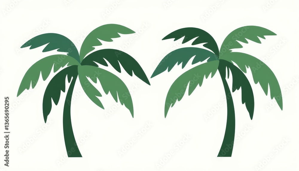 Obraz premium Stylized palm trees swaying in a light breeze, tropical serenity