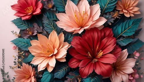 Wallpaper Mural A luxurious floral arrangement featuring intricately detailed blooms in a very elegant setting Torontodigital.ca