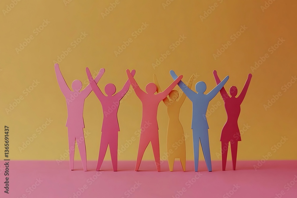 Fototapeta premium Celebrating Team Success Vibrant Group Unity Background