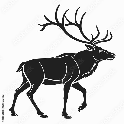 caribou sihouette black vector