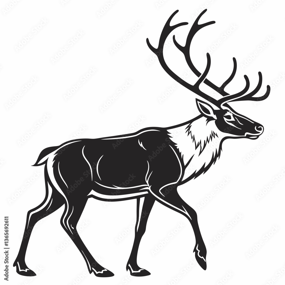 Obraz premium caribou sihouette black vector