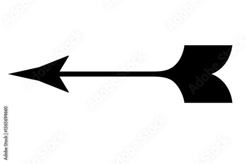 Black double-sided arrow with pointed tip and plumage, a simple graphic arrow (3)
