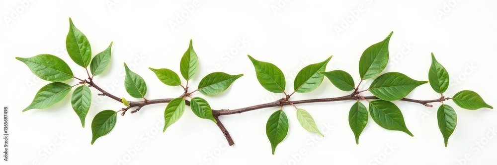 Naklejka premium Isolated branches on white background with natural textures and subtle color variations, texture, foliage, clean