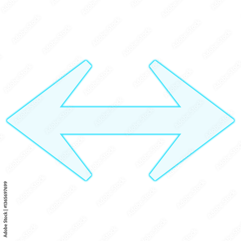 Horizontal double-sided arrow, light blue outline, transparent background, PNG file for directional overlay Horizontal double-sided arrow, light blue outline, transparent background, PNG file for directional overlay