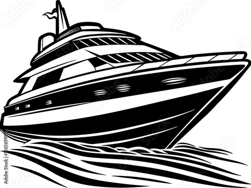 Modern Yacht Gliding Through the Ocean Vector