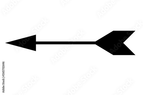 Black double-sided arrow with pointed tip and plumage, a simple graphic arrow (4)