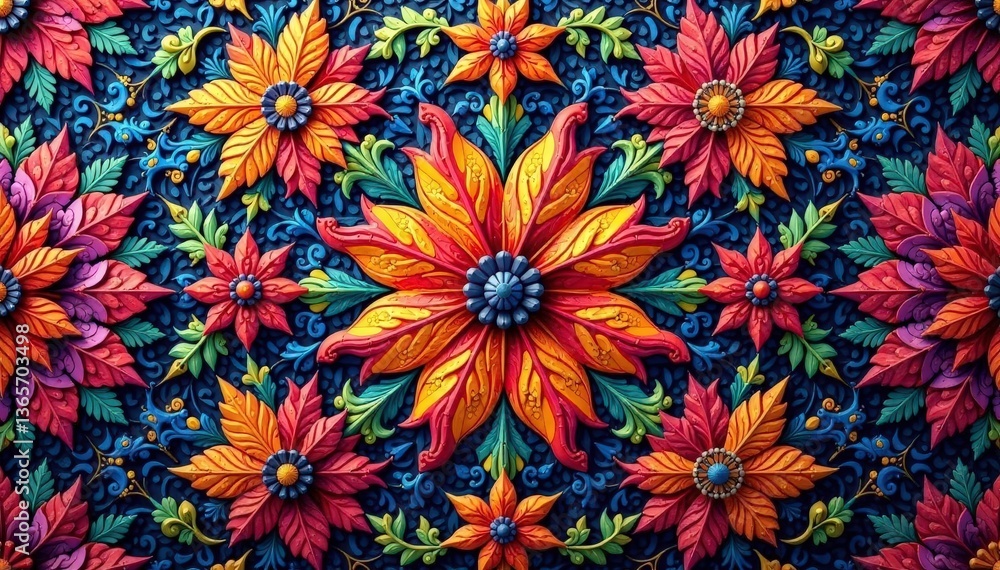 Intricate woven tapestry, rich colors, seamless repeat, medieval, floral, stitch