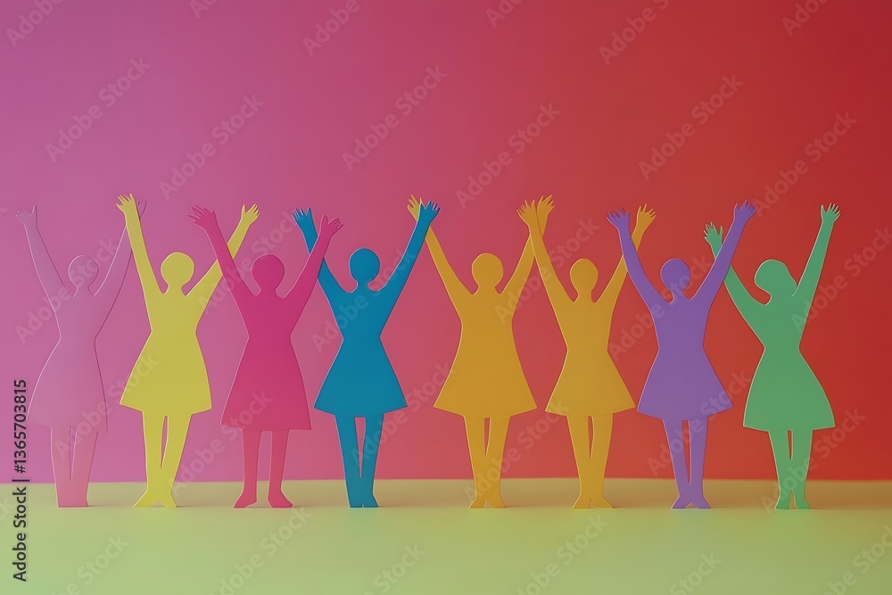 Fototapeta premium Colorful Female Cutouts Celebrating Sisterhood