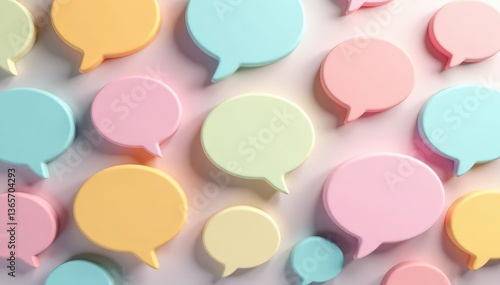 Pastel speech bubbles forming a soft, repeating geometric pattern, sweet, graphic, peaceful