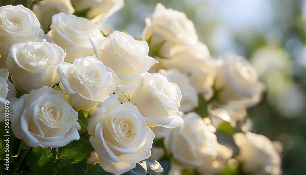 Obraz premium natural floral background with bouquet of white roses professional photo