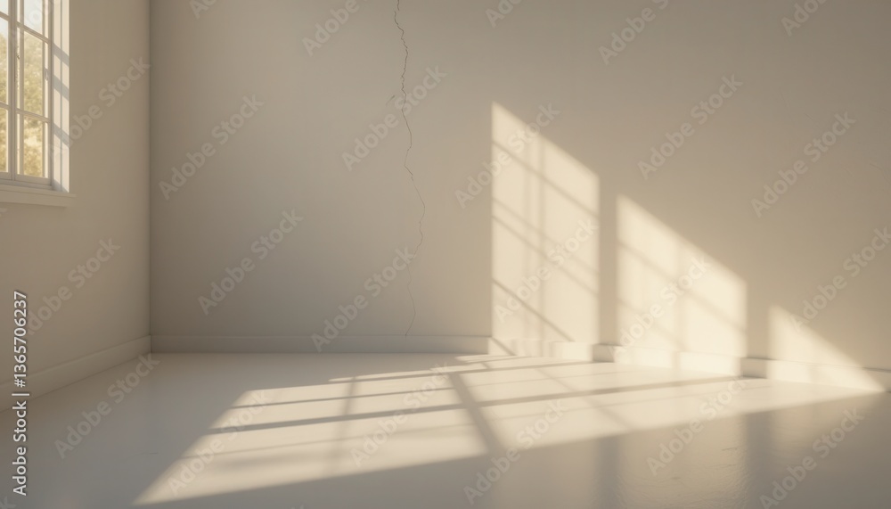 Obraz premium Sunlight shadows in minimalist indoor space modern room photography bright quiet