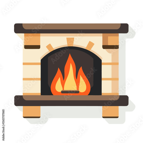 Cozy Fireplace With Glowing Orange Flames